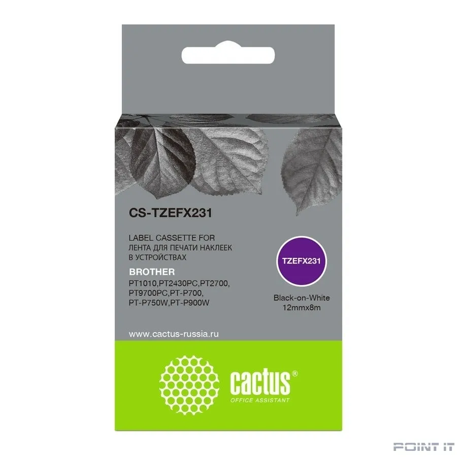 Картридж ленточный Cactus CS-TZEFX231 черный для Brother 1010/1280/1280VP/2700VP