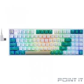 Redragon Беспроводная клавиатура Veigar BT/2.4G/пров.,RGB,бело-голубой [71476]