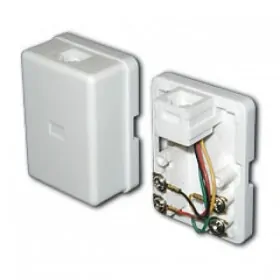 Розетка телефонная внешняя / 1 порт RJ-11(6p2c) / 2 контактная, белая, Netko