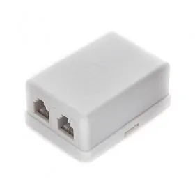 Розетка телефонная внешняя / 2 порта RJ-11(6p2c) / 2 контактная, мини, белая, Netko
