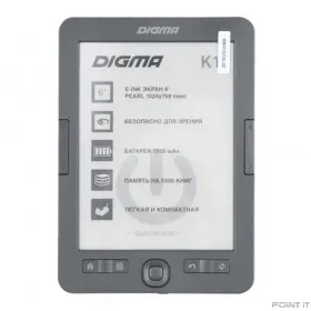 Электронная книга Digma K1 6&quot; E-ink HD Pearl 758x1024 600MHz 128Mb/4Gb/SD/microSDHC темно-серый [1389695]