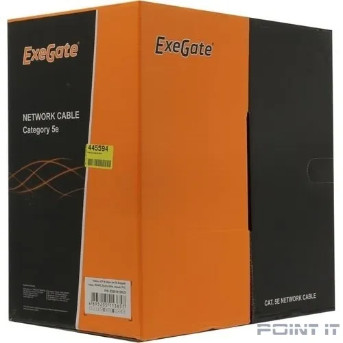 Exegate EX281815RUS Кабель Exegate UTP4-C5e-CU-S25-IN-PVC-GY-305 UTP 4 пары кат.5e медь, 25AWG, бухта 305м, серый, PVC