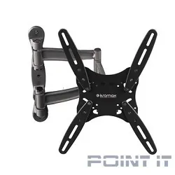 Kromax TECHNO-5 grey, Кр. алюм. наст. для TV 15&quot;-55&quot;, max 35 кг, 5 ст св., нак. 15°, пов. 180°, от ст. 87-497 мм, max VESA 400x400 мм.