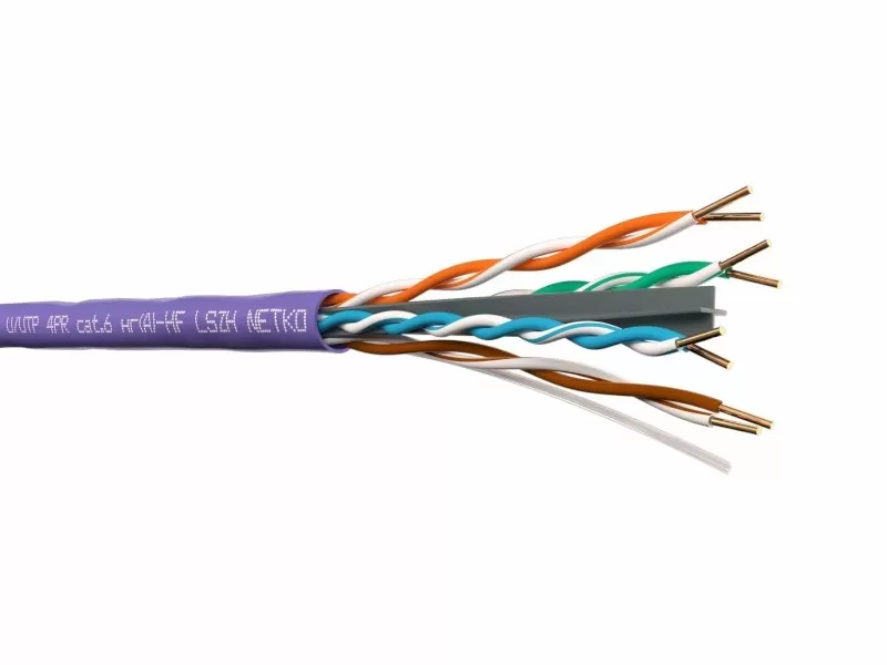 Кабель U/UTP4 cat.6, 4 пары 23 AWG BC, 305м, с крестовиной, нг(А)-HF LSZH - малодымный, не содержащий галогенов; фиолетовый; одножильный, FLUKE TEST, NETKO Expert СКС