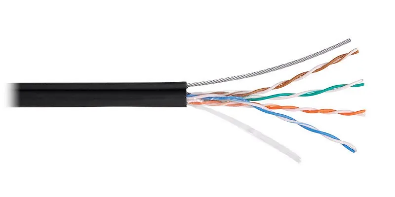 Кабель LC UTP4 cat.5е, одножильный / 305м / Cu / для наружных работ с проволочным тросом