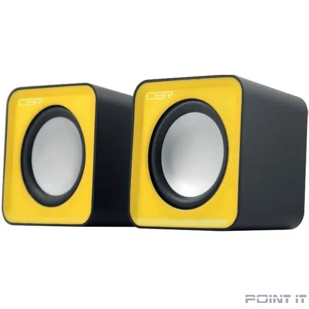 CBR CMS 90 Yellow, Акустическая система 2.0, питание USB, 2х3 Вт (6 Вт RMS), материал корпуса пластик, 3.5 мм линейный стереовход, регул. громк., длина кабеля 1 м, цвет жёлтый