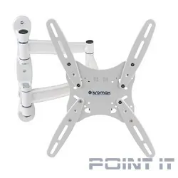 Kromax TECHNO-5 white, Кр. алюм. наст. для TV 15&quot;-55&quot;, max 35 кг, 5 ст св., нак. 15°, пов. 180°, от ст. 87-497 мм, max VESA 400x400 мм.