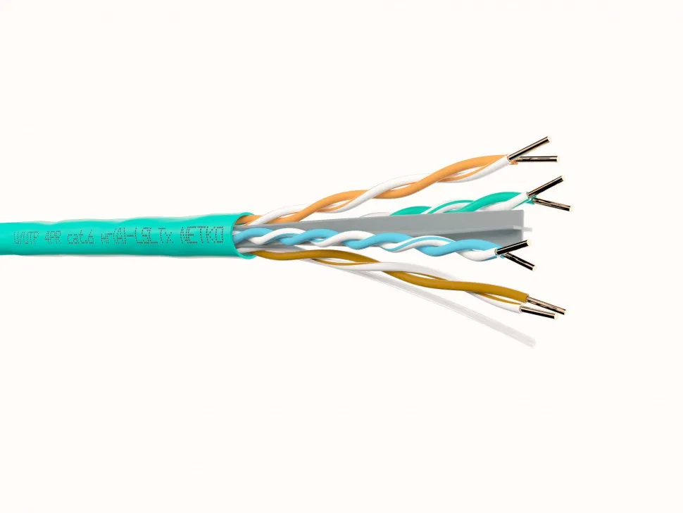 Кабель U/UTP4 cat.6 NETKO /4 пары 23 AWG BC / 305м / с крестовиной / нг(А)-LSLTx, зеленый; одножильный "СКС", FLUKE TEST