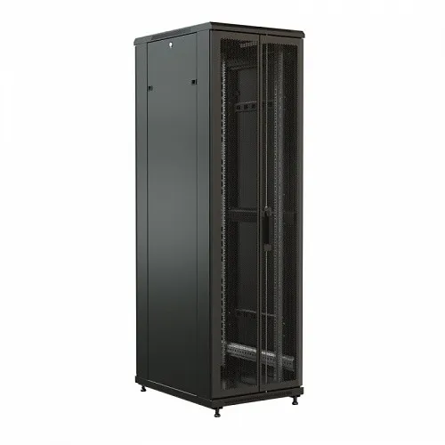 Шкаф напольный 19-дюймовый, 27U, 1388x600х600 мм (ВхШхГ), передняя стеклянная дверь со стальными перфорированными боковинами, задняя дверь сплошная, ц