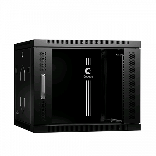Шкаф телекоммуникационный настенный 19 9U 600x350x501mm (ШхГхВ) дверь стекло, цвет черный (RAL 9004)