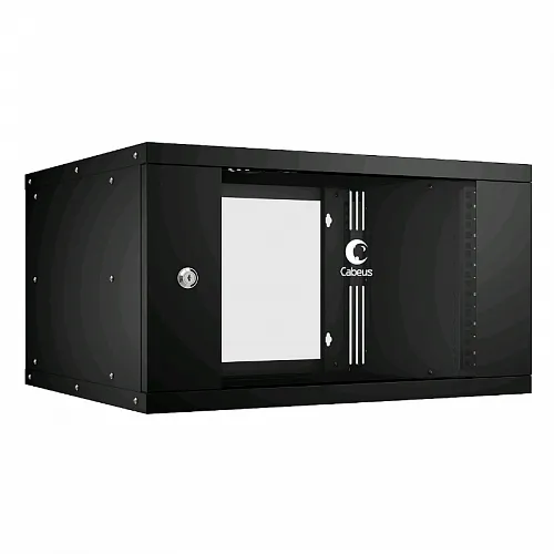 Cabeus WSC-05D-6U55/45-BK Шкаф телекоммуникационный настенный 19 6U, серия LIGHT разборный, дверь стекло, цвет черный