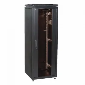  					ITK Шкаф сетевой 19 LINEA N 24U 600х800 мм стеклянная передняя дверь черный				 