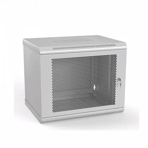Шкаф настенный 19-дюймовый (19), 12U, 650x600х450мм, перфорированная стальная дверь, несъемные стенки, 1 пара профилей, цвет серый (RAL 7035)