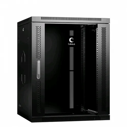 Шкаф телекоммуникационный настенный 19 15U 600x450x769mm (ШхГхВ) дверь стекло, цвет черный (RAL 9004)