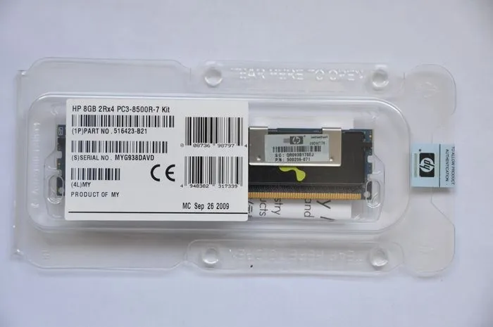 Модуль памяти Hewlett-Packard 8GB (1X8GB) 2RX4 PC3-8500 (DDR3-1066) , 516423-B21 ( 500206-071, 519201-001)