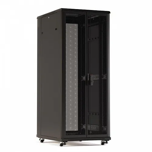 Шкаф напольный 19-дюймовый, 22U, 1166x800х1000 мм (ВхШхГ), передняя и задняя распашные перфорированные двери (75%), ручка с замком, цвет черный