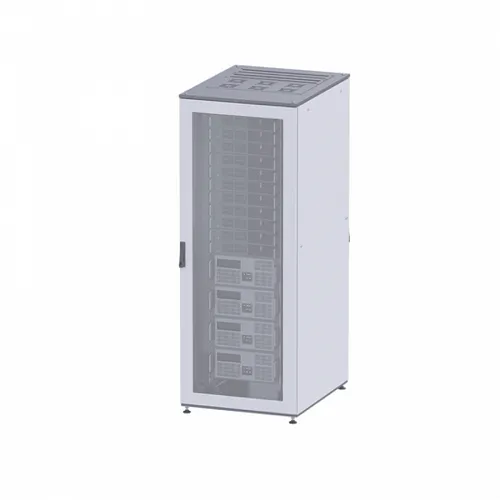 Напольный шкаф 42U 800х800 двери перфорированная/перфорированная, укомплектован вводом и заглушками RAL7011/7035