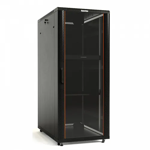 Шкаф напольный 19-дюймовый, 22U, 1166x800х800 мм (ВхШхГ), передняя и задняя распашные перфорированные двери (75%), ручка с замком, крыша нового типа