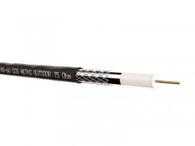 Кабель коаксиальный RG-6U, 75 Ом (CCS, оплетка 32 нити AL), наружный, черный (100м) NETKO Optima