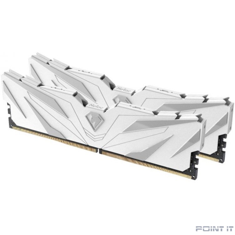 Модуль памяти DDR4 Netac Shadow II 16GB (2x8GB) 3200MHz CL16 1.35V / NTSWD4P32DP-16W / White / with radiator