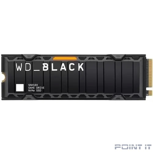 WD SSD Black SN850X, 1.0TB, M.2(22x80mm), NVMe, PCIe 4.0 x4, 3D TLC, R/W 7300/6300MB/s, IOPs 800 000/1 100 000, TBW 600, DWPD 0.3, with Heat Spreader (12 мес.)
