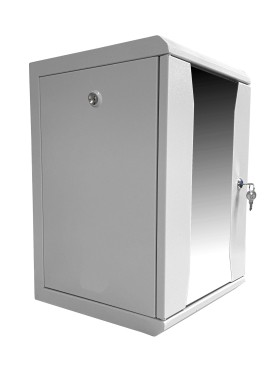 Шкаф настенный 10 9U серия COMPACT (320х315х465), передняя дверь стекло, серый, Netko
