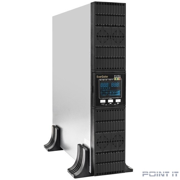 Exegate EX293048RUS ИБП On-line ExeGate PowerExpert ULS-1000.LCD.AVR.1SH.2C13.USB.RS232.SNMP.2U <1000VA/1000W, On-Line, PF=1, LCD, 1*Schuko+2*C13 , RS232, USB, SNMP-slot, Rackmount 2U/Tower, металличе