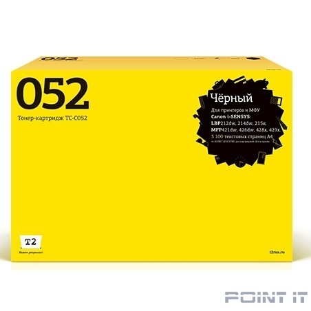 T2 Cartridge 052 Картридж TC-C052 для CANON i-SENSYS LBP212dw/214dw/215x/MF421dw/428x/426dw/429x (3100 стр.) чёрный, с чипом