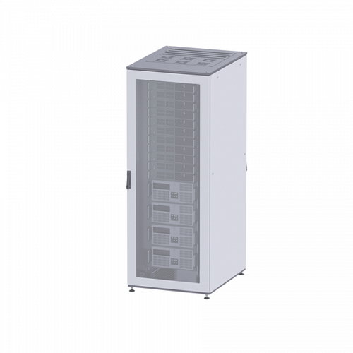 Напольный шкаф 24U 600х600 двери перфорированная/перфорированная,укомплектован вводом и заглушками RAL7011/7035