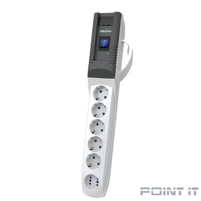 ZIS Сетевой фильтр Pilot - Pro USB {5 с заземлением +1 в формате GP, USB 3A, с разъёмами type A, C} 5м [арт.183]