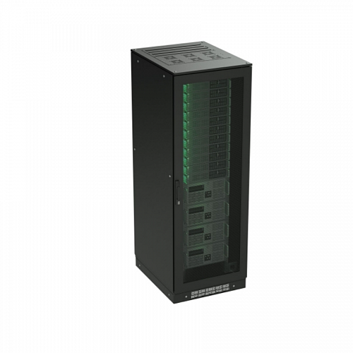 Напольный шкаф 47U 800х800 двери перфорированная/перфорированная, укомплектован вводом и заглушками RAL 9005