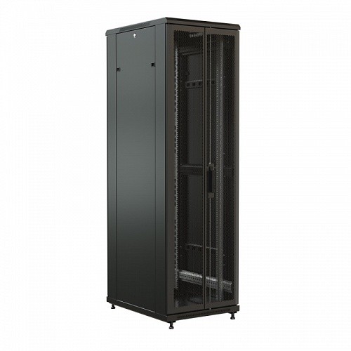 Шкаф напольный 19-дюймовый, 42U, 2055x600х1200 мм (ВхШхГ), передняя и задняя распашные перфорированные двери (75%), цвет черный (RAL 9004) (разобранны