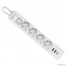 Defender Удлинитель с сетевым фильтром DFS 145 5 м,белый,4розетки,USB+TypeC [99435]